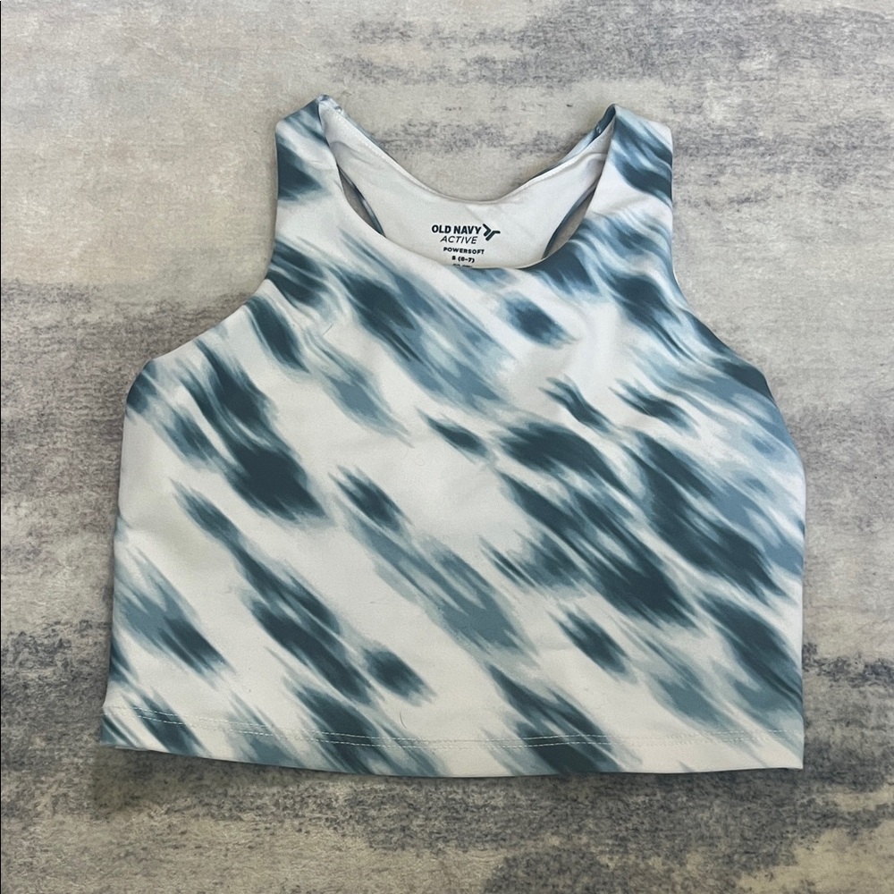 (130)Old Navy Kids Blue and White Tank Top